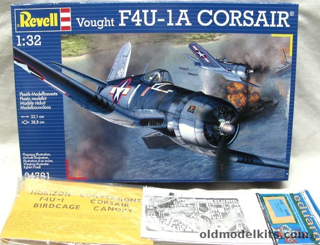 Revell 1/32 F4U-1 Corsair With Eduard PE & Horizon Birdcage Canopy - (F4U1), 04781 plastic model kit